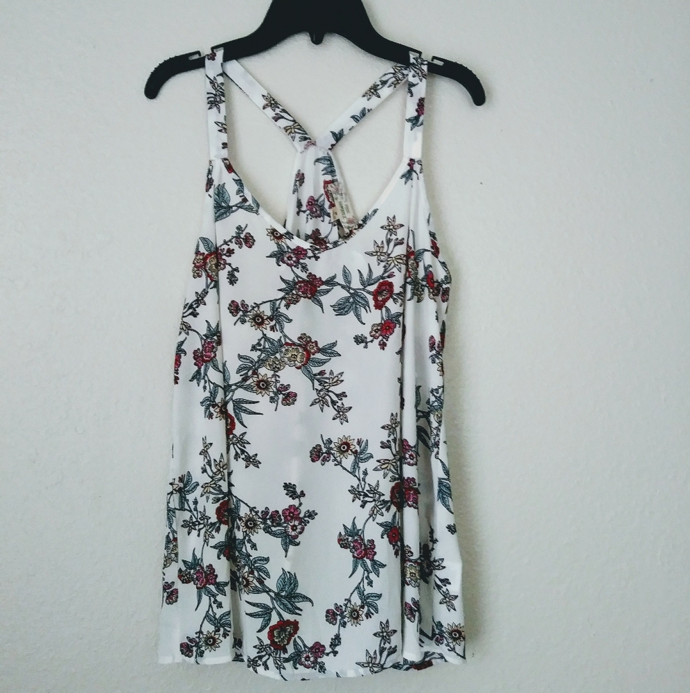 Pink republic floral cream racetrack top medium
